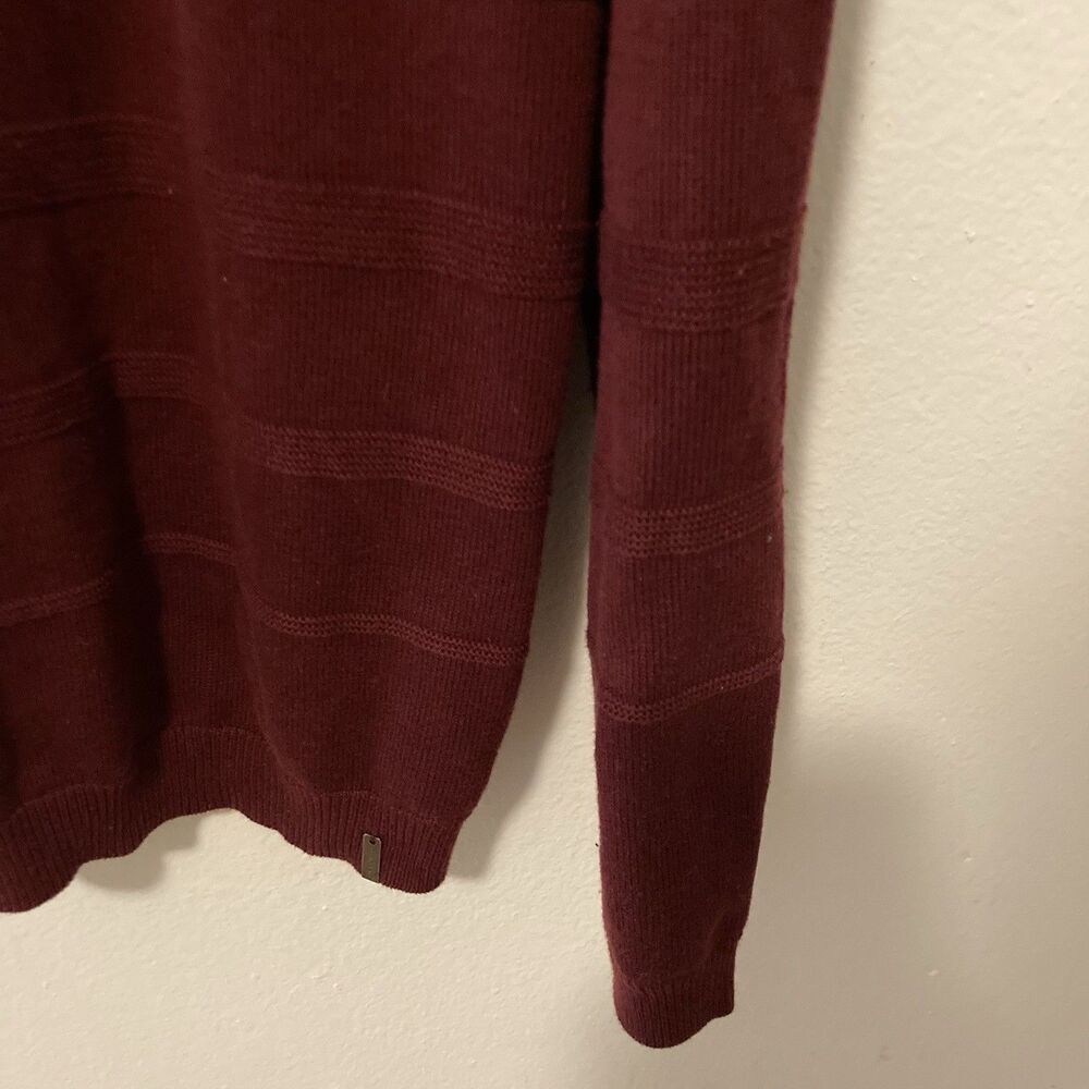 CALVIN KLEIN maroon striped v-neck long sleeve pullover sweater M - Picture 3 of 9